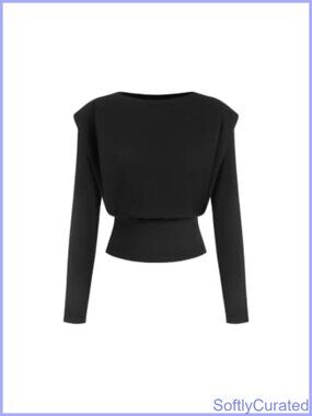 CIDER Women's Boat Neck Fitted Waist Cropped Sweater Top